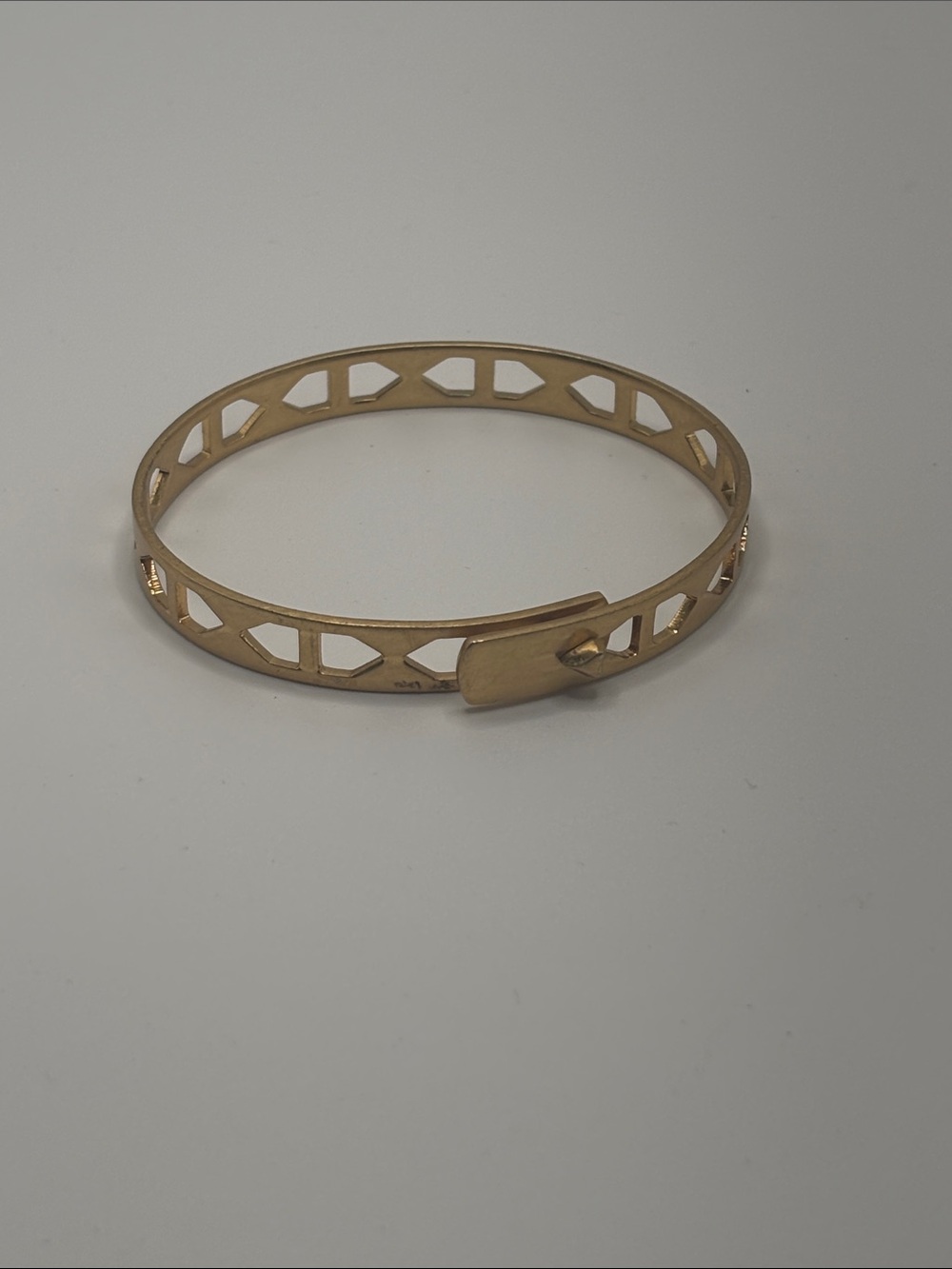 Gold Tone Geometric Openwork Cuff Bracelet